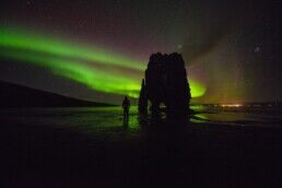 The Northern Lights above Hvítserkur.