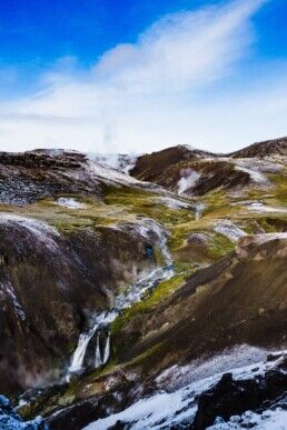 Waterfall in the Reykjadalur Hot Spring