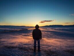 Looking out over the winter landscape of Iceland