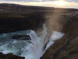 Aerial view of Gullfoss Waterfall