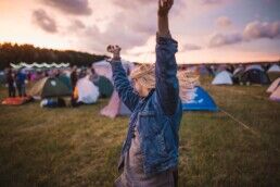 sunset in music festival in september