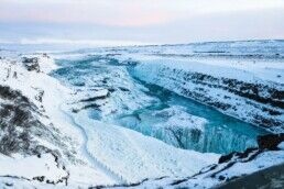 gullfoss waterfall in march in Iceland