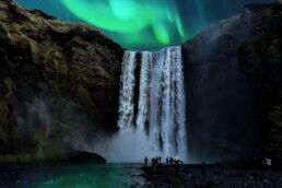 Skogafoss northern lights