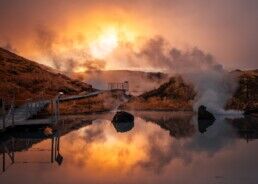 a view of midnight sun in Iceland